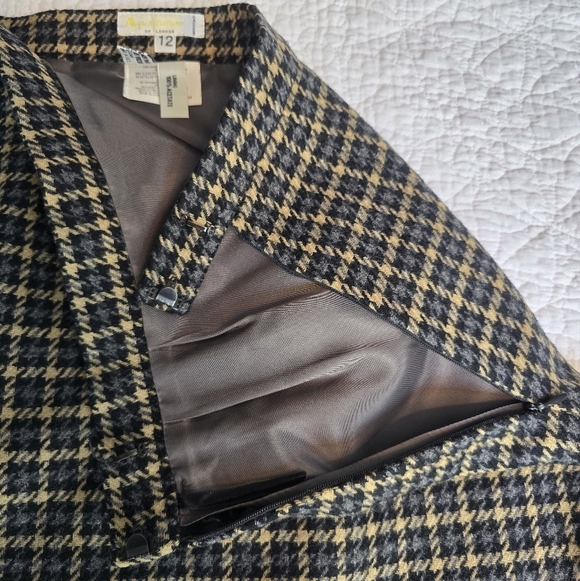 Aquascutum London Virgin Wool Houndstooth Academia Pencil Skirt - Picture 6 of 13